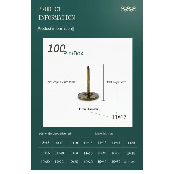 Sofa Industry Nail Furniture Decorative Nails Silver Flat Head Upholstery Pins Decorative Pushpin Furniture Sofa Pins