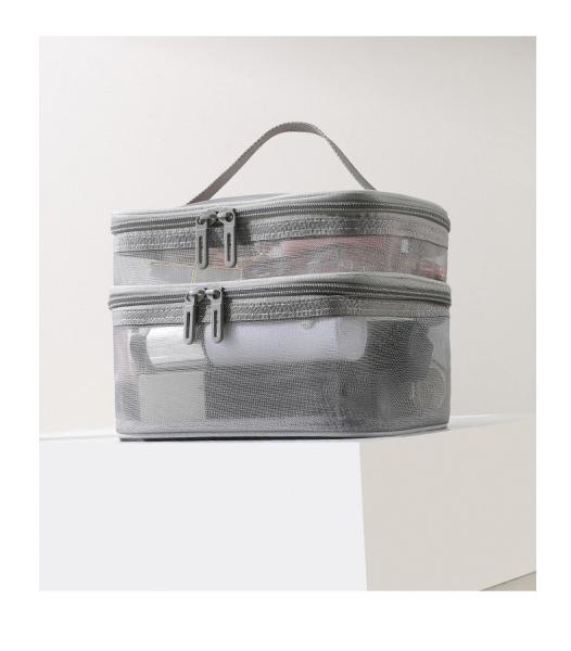 NEW GAUZE MAKEUP BAG LARGE CAPACITY TRAVEL SIMPLE PORTABLE TOILETRY BAG DOUBLE LAYER PORTABLE COSMETIC STORAGE BAG