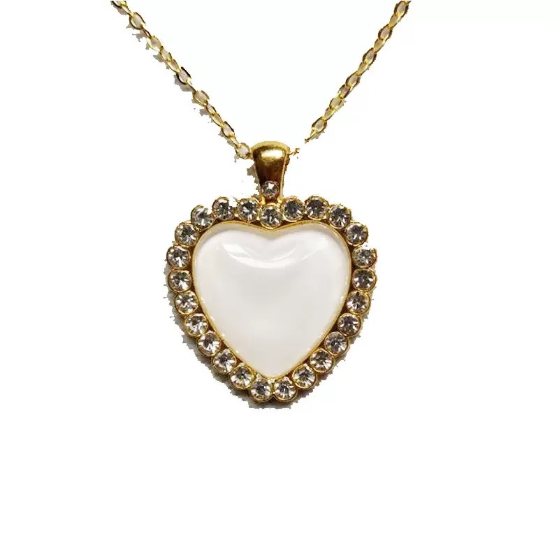 Round And Heart Sublimation Crystal Necklace Valentine'S Day Supplies Creative Sublimation Jewellery