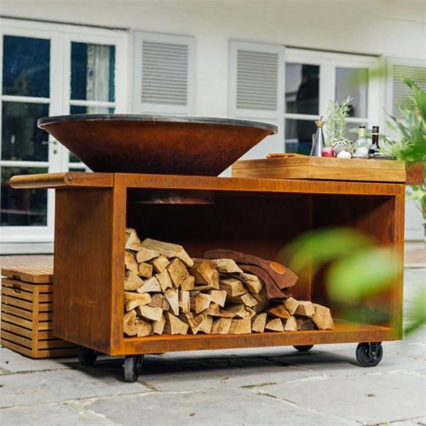 Rectangular Corten Steel Outdoor Fire Grill