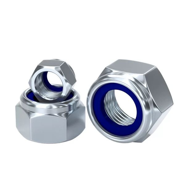 Metric DIN985 Nylon Insert Hex Lock Nut Blue & Zinc Plated Finish Low-Profile Design