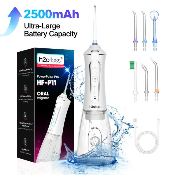 Multi Pik IPX7 Professional Portable Electric Dental Irrigator Oral 400ml Floss Water Flosser with Long-lasting Battery
