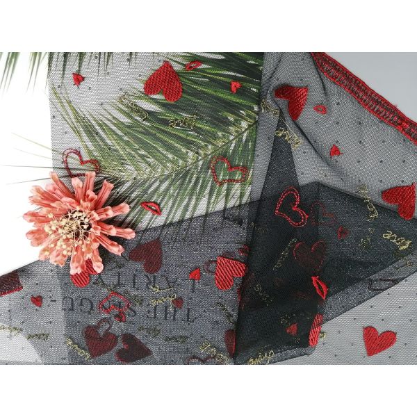 Ткань вышивки Eco красной сетки Тюль дружелюбная 49 покрашенная дюймами