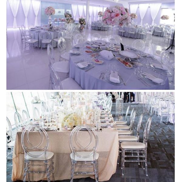La réception acrylique Phoenix de Tiffany Chiavari Chairs Wedding Ceremony préside le banquet