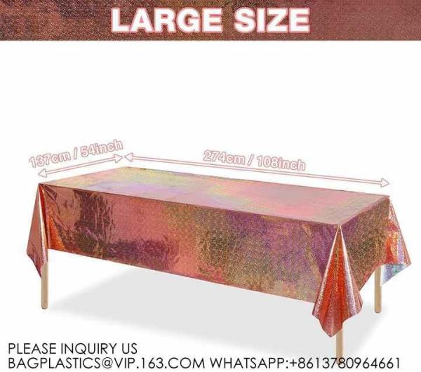 Laser Rainbow Theme Party Tablecloth Aluminum Film Birthday Wedding Party Decoration Disposable Tablecloth Decoration