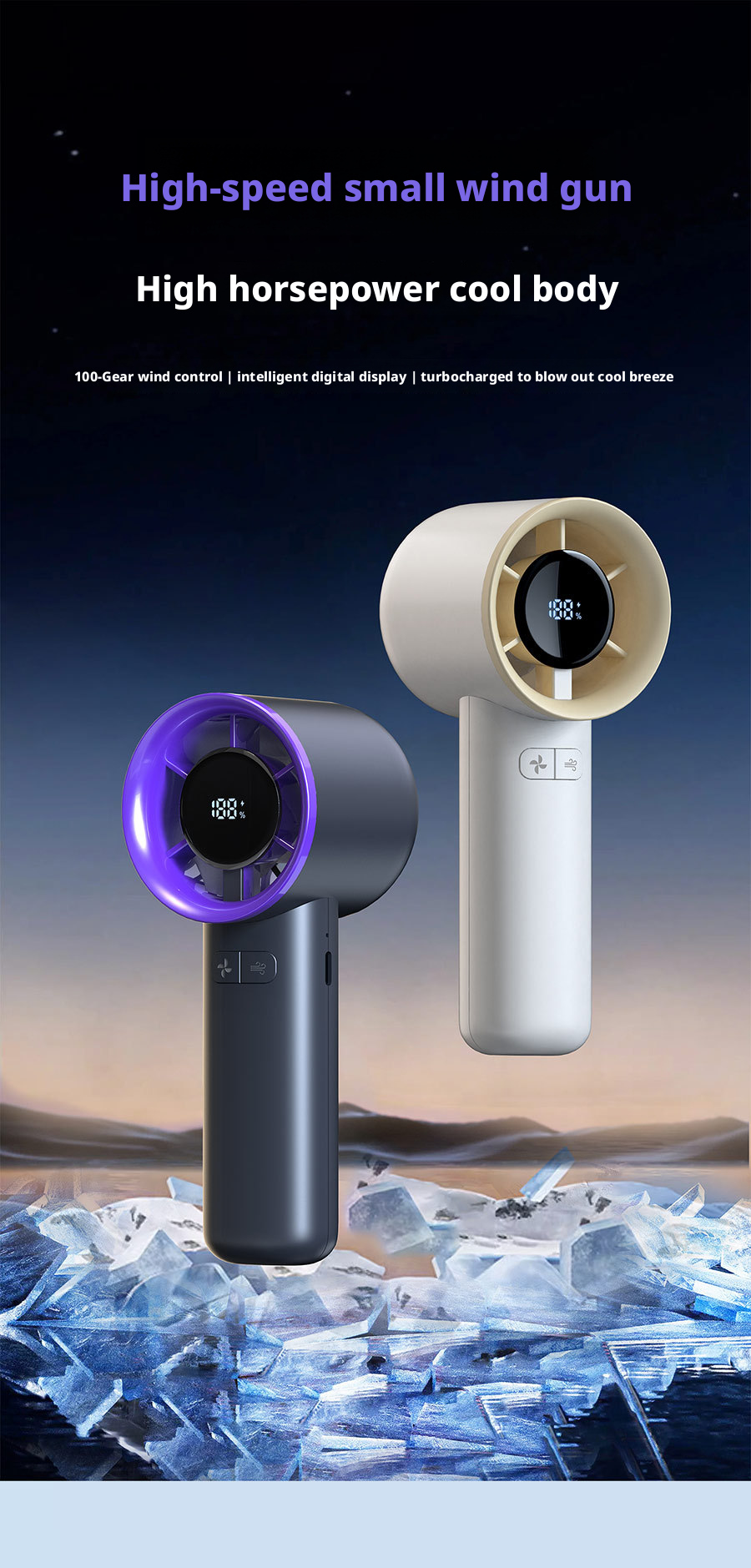 2000mAh Plastic Small Personal Battery Operated Fans Lightweight Design Car Hotel Use