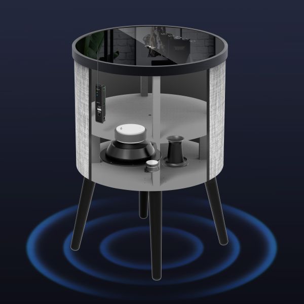 Fast Wireless Charging for Bluetooth Speaker USB Playback Dual Digital Desk Table with FM radio function modern Design