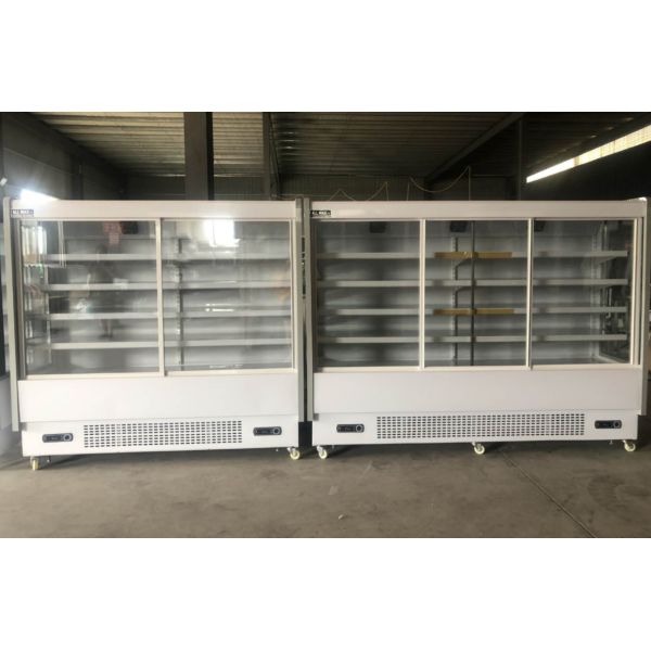 Upright Commercial Glass Door Display Freezer Sliding 2 Door Fan Cooling