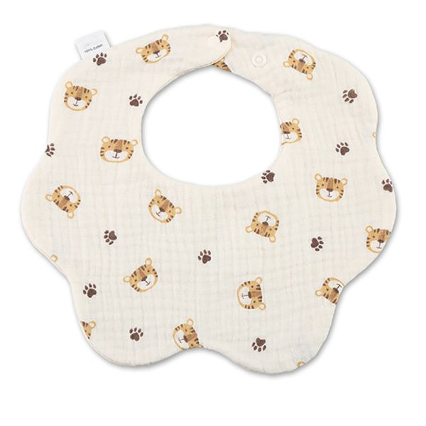 Organic Cotton Flower Shape Printed 6 Layers Muslin Cotton Baby Feeding Bibs Baby Cotton Bibs