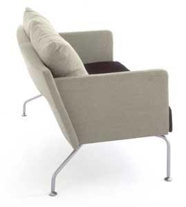 Nordic Style Soild Wood  Backrest Hotel Room Sofa Upholstered Stainless Steel Frame