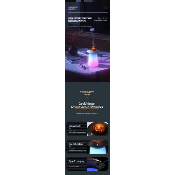 760ml Jellyfish Spray Volcano Aromatherapy Humidifier Home Use With Colorful Lights