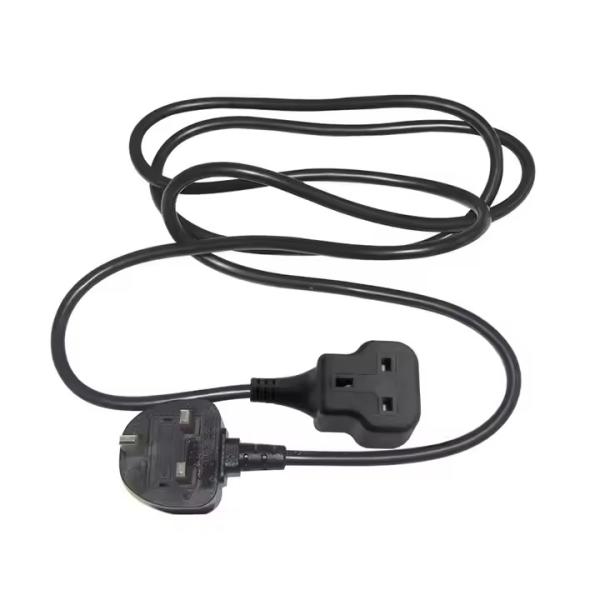 UK 3-Pin Plug Male to Female Power Extension Cord - British Standard Power Cable for Home, Office, and Electronics Extension Use