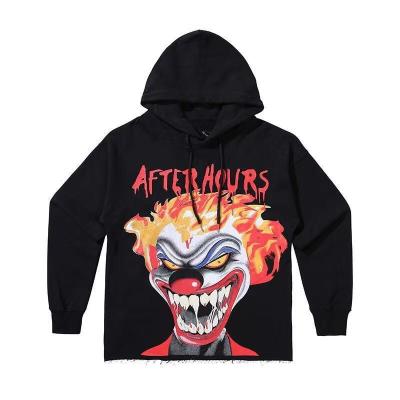 Black Graphic Hoodies Men Women Print French Terry Cotton Heavyweight Cropped Hoodies