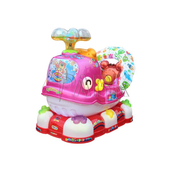 Cute Whale Pink Train Kiddie Ride Machines With Time Controller