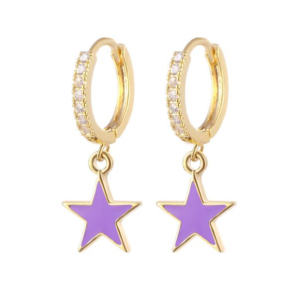 Colores de esmalte de la estrella de la correa de los aretes reales 925 de plata esterlina de los aretes de rodio