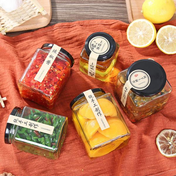 Square Glass Jam Jar For Jelly Storage Leak Proof Plastisol Lined Lids Multi Volume