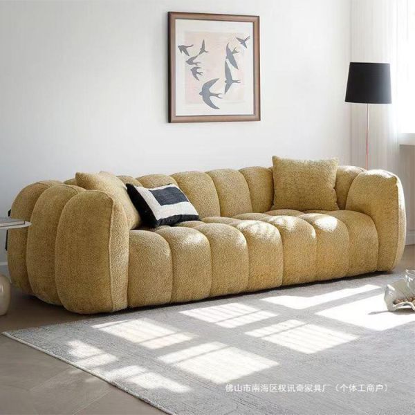 Modern Luxurious Velvet Fabric Sofa Set White Compressed Living Room Sofas with Sponge Filling for Home or Mall Furniture