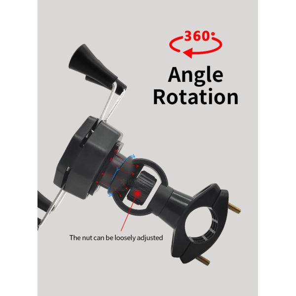 FCC Handlebar X Claw Motorcycle Phone Mount 360Degree Rotation 0.25KG