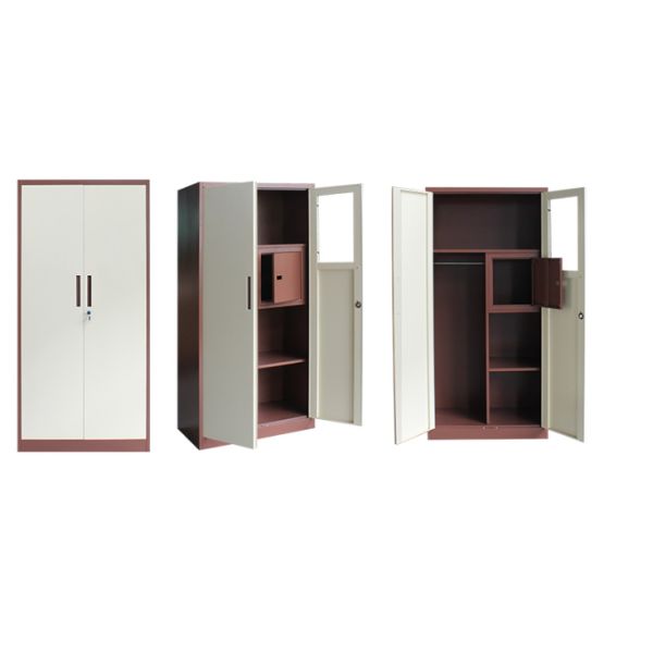 2 Door Metal Wardrobe Cabinet Steel Bedroom Furniture Storage & Closet