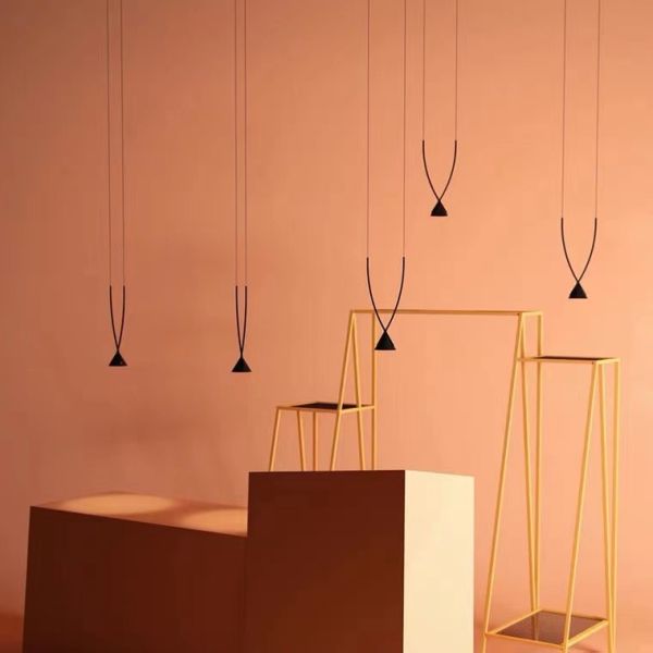 Modern Indoor Dining Room Black Pendant Restaurant Showroom Ceiling LED Chandelier