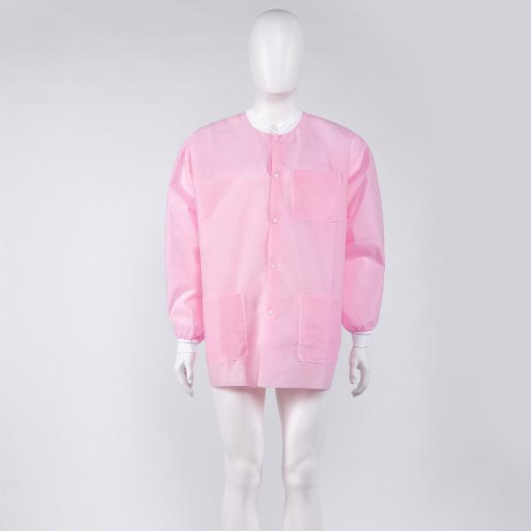 S&J Wholesale dental pink disposable hospital gown non woven women lab jacket Breathe Cool and Strong, No-Wrinkle Lab jacket