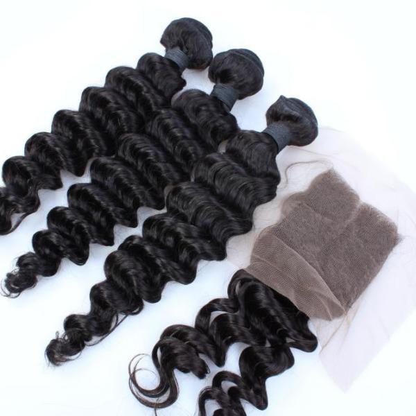 Malaysian Deep Wave Closure Malaysian Curly Hair Virgin Hair Bundles With Lace Closure