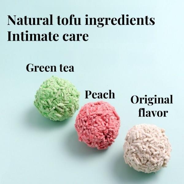 Litière pour chat parfumée colorée OEM, litière pour chat en tofu agglomérant au soja multi-parfumée