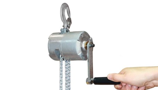 JTVX-Pro Electric Chain Hoist Manual Operation in Tight Spaces with Hand Crank and Flexible Drive