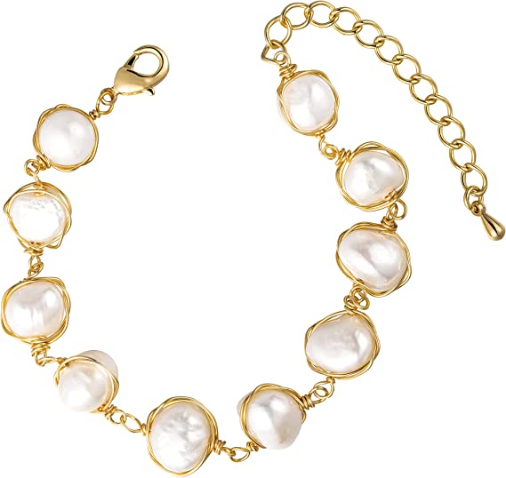 Pearl Anklet Handmade 18k Gold Plated Dainty Boho Beach Cute Ankle Bracelet Adjustable Dangle Coins Foot Chain for Women