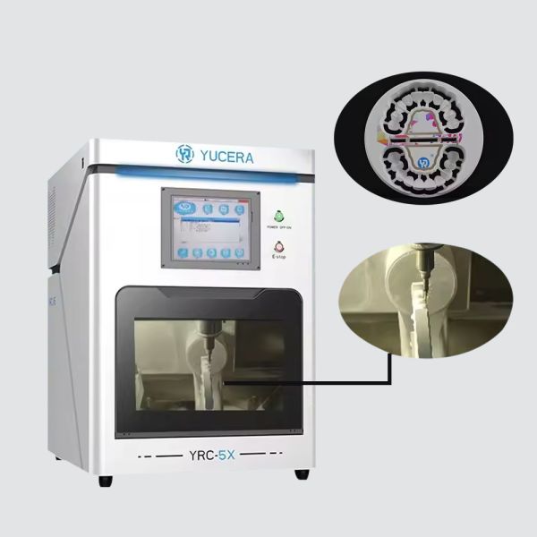 Yucera Compact Mini CNC Milling Machine Dental Lab 5 Axis CAD CAM Zirconia Metal Crowns Manufacturing