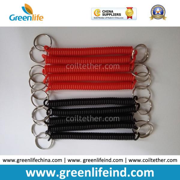 Plastic TPU Spring Key Coil Chain w/25/20mm Key Rings on Two Ends in Red Hot Color