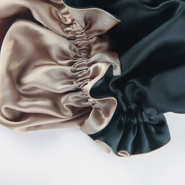 53cm Reversible Silk Sleeping Cap , Double Layer Satin Bonnet For Curly Hair