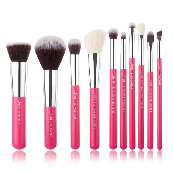 Rose Carmine Natural Makeup Brushes Set