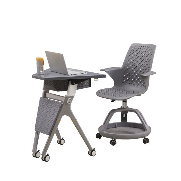 Foldable Student ABS / PP Plastic Round Training Room Table And Chair Set