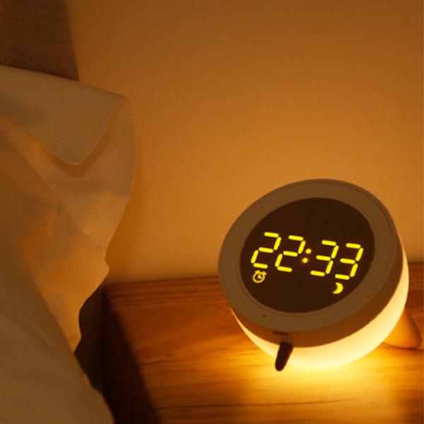 Cartoon Rat LED Silicone Nightlight Kids USB Charging Bedside Digital Wake Up Alarm Clock