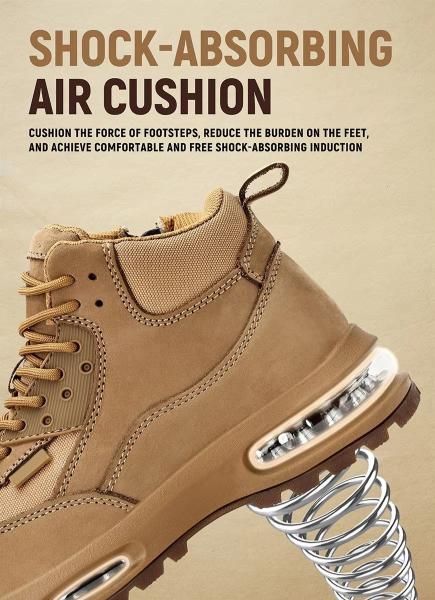 Air-cushion Sole Safety Work Boots In Khaki Oxford Fabric For Maximum Protection