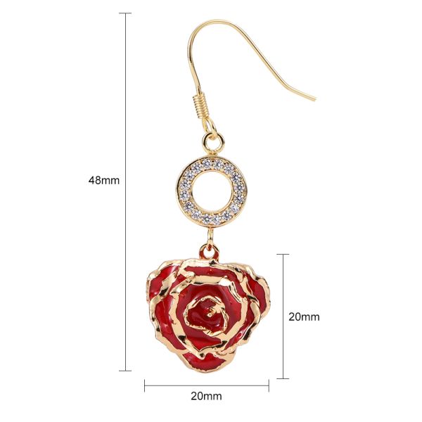 24k Gold Dipped Rose Fashion Earrings Gifts for Girlfriend Mother's Day  Preserved  Gold Rose Earrings Manufacture Wholesale