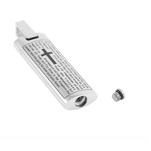 Classic Style Stainless Steel Cross Bible Cremation Pendant Necklace for Human Ashes