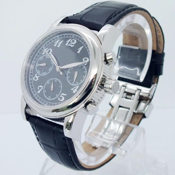 Stainless steel fashion watch with geniune leather strap from factory