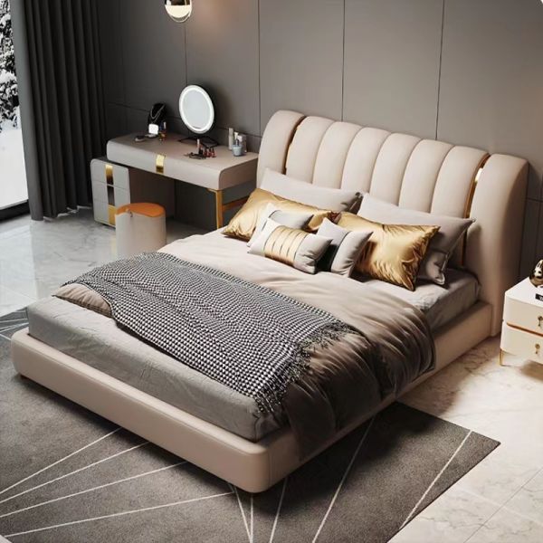 Custom Hotel Bedroom Furniture Royal Velvet Fabric King Size Bed