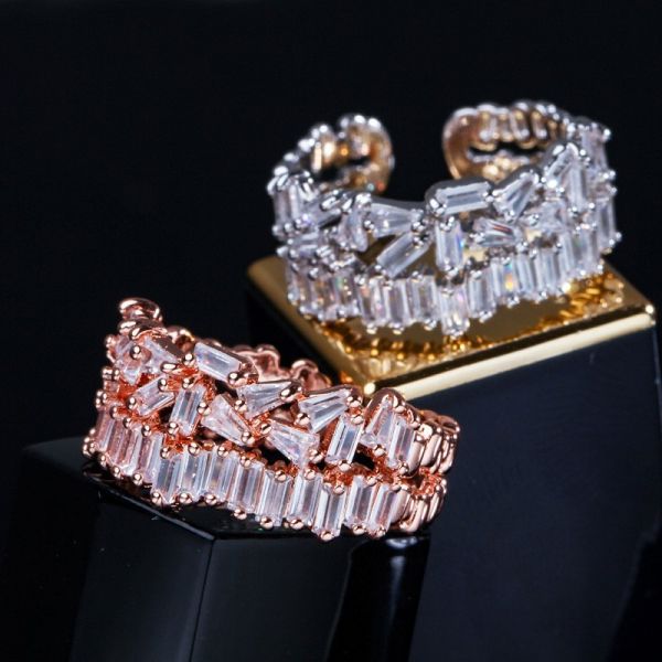 Fashion Copper Gold-Plated zircon Wedding ring women rings rainbow Adjustable Snake lion Ring Wholesale