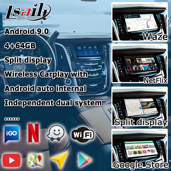 Коробки навигации андроида интерфейс автоматической беспроводной carplay видео- для Кадиллака Escalade