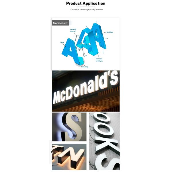 Waterproof Golden Backlit LED Signboards for Office and Wedding
