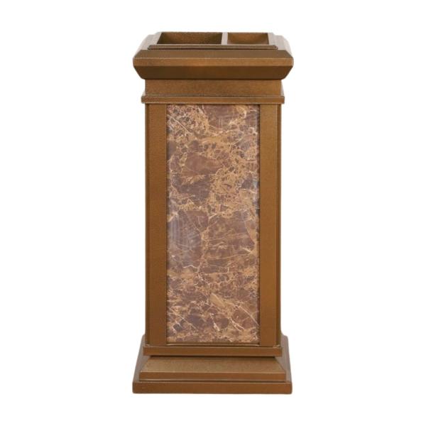 Hotel Marble Trash Can Pedestal Ashtray Stainless Steel Four-Angle Garbage Can Waste Bin Dustbin With Ashtray