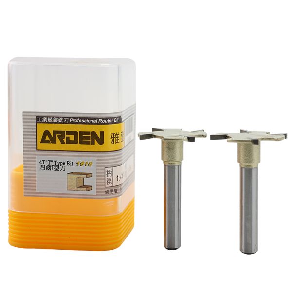ARDEN 1610 Woodworking Router Bit Shank 1/2 1/4 Hard Alloy Drill Bit for Cutting Wooding T Type Slotting Cutter