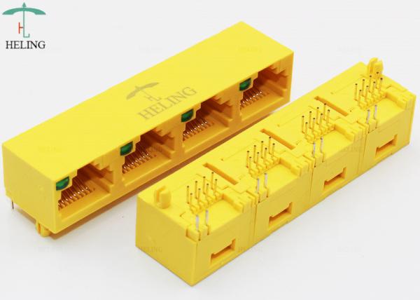 conector modular MJ5688P-Y014-HRNLG-L do Lan Jack 8P8C da entrada RJ45 do lado de portos 1x4