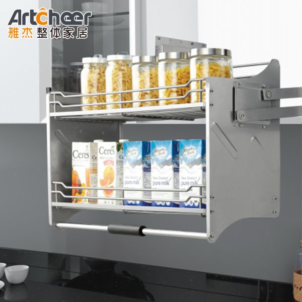 Stainless Steel 304# Kitchen Lift Basket with Soft Close Hardware and Modern Design