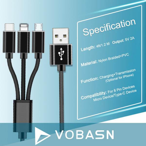 4ft 33 In 1 Iphone Charger Cable Replacement Cloth Braided Fast Charging