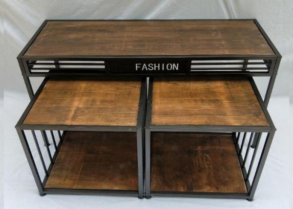 Promotion Wood Veneer Retail CLothes Display Stand , Display Nesting Tables For Shoes / Clothing / Suitbag
