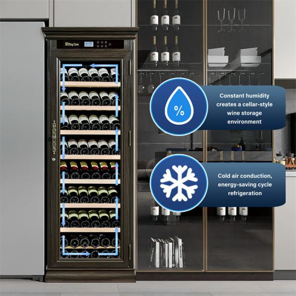 Wood Frame Drinks Refrigerator Freestanding Kitchen Wine Cooler Cabinet